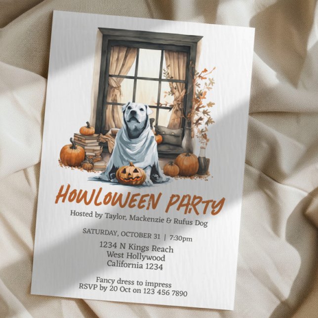 Invitación Fiesta temática de Halloween para perros, diversió (Halloween Dog Themed Party Howloween Fun Invitations from Ricaso. Cute dog fancy dress party)