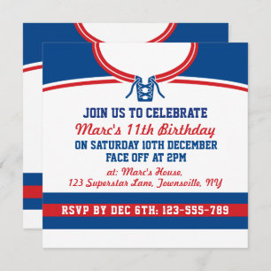 Invitación Fiesta temática de Hockey Jersey invita a plantill