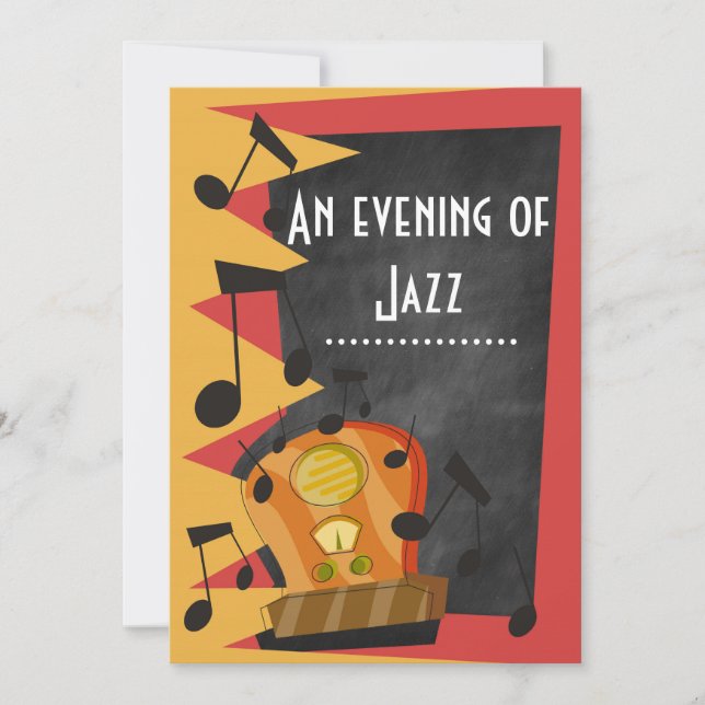 Invitación Fiesta temática de jazz blues en pizarra (Anverso)