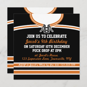 Invitación Fiesta temática de jockey sobre hielo invita a pla
