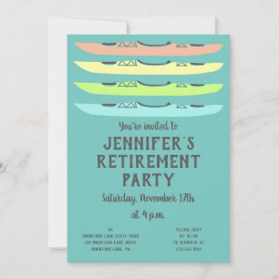 Invitación Fiesta temática de kayak con kayaks de colores pas