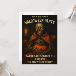 Invitación Fiesta temática de la Calabaza de Esqueleto de Hal