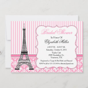 Invitación Fiesta temática de la Torre Eiffel de París Rosa