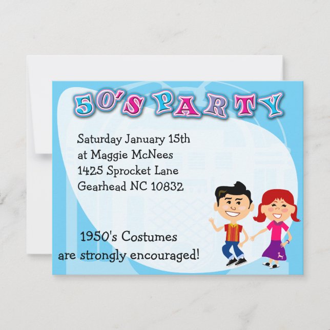 Invitación Fiesta temática de los 50 años de diversión para n (Anverso)