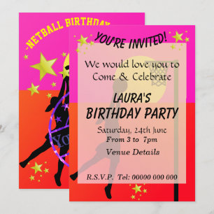 Invitación Fiesta temática de netball deportiva