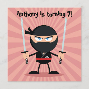 Invitación Fiesta temática de ninjas para niños