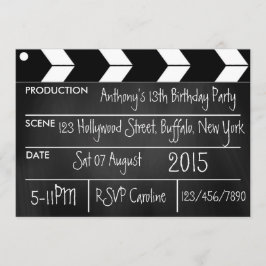 Invitación Fiesta temática de película de Hollywood Pizarra