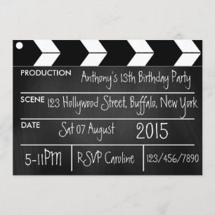 Invitación Fiesta temática de película de Hollywood Pizarra