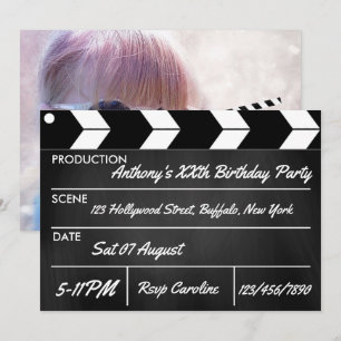 Invitación Fiesta temática de películas de Hollywood en pizar