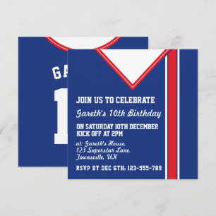 Invitación Fiesta temática de Soccer Jersey invita a plantill