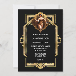 Invitación Fiesta temática del chica Gatsby Flapper de oro ne
