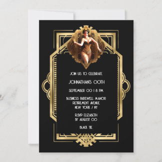 Invitación Fiesta temática del chica Gatsby Flapper de oro ne
