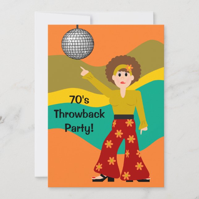 Invitación Fiesta temática Disco de los años 70 (Anverso)