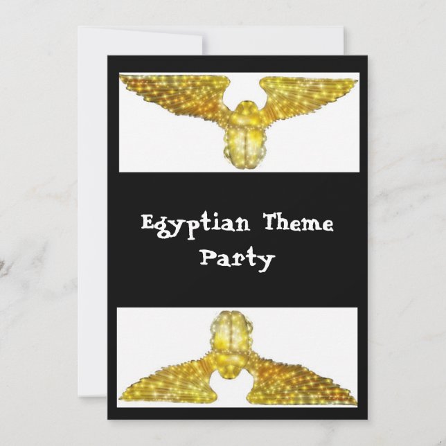 Invitación Fiesta temática escarabajo dorado egipcio (Anverso)