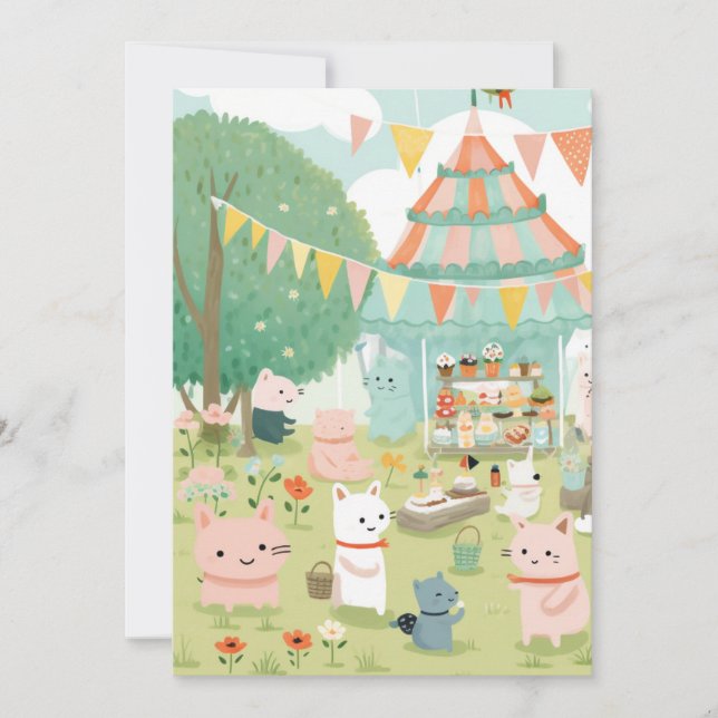 Invitación Fiesta temática linda. Cumpleaños (Anverso)