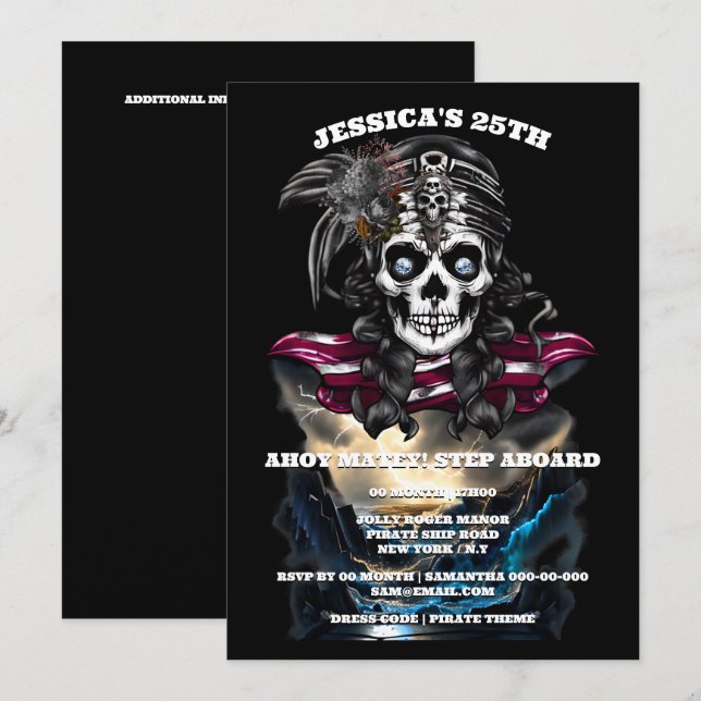 Invitación Fiesta temática sobre el tesoro de las cavernas pi (Anverso / Reverso)