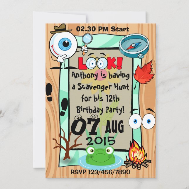 Invitación Fiesta Temático de Caza de Salcheros (Anverso)