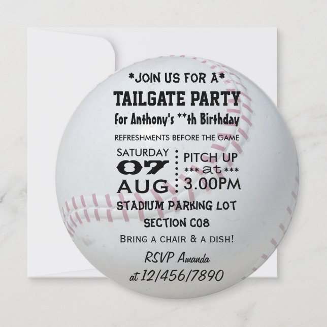 Invitación Fiesta Temático del Béisbol (Anverso)