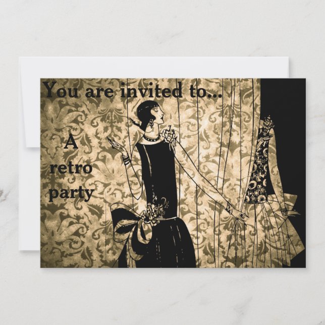 Invitación Fiesta temático del damasco de los años 30 retros (Anverso)