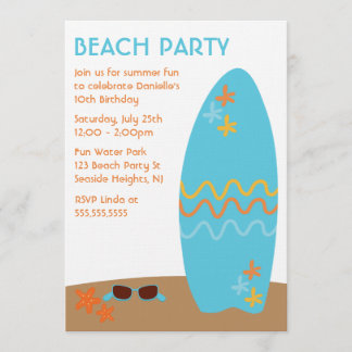 Invitación Fiesta temático del verano azul de la tabla