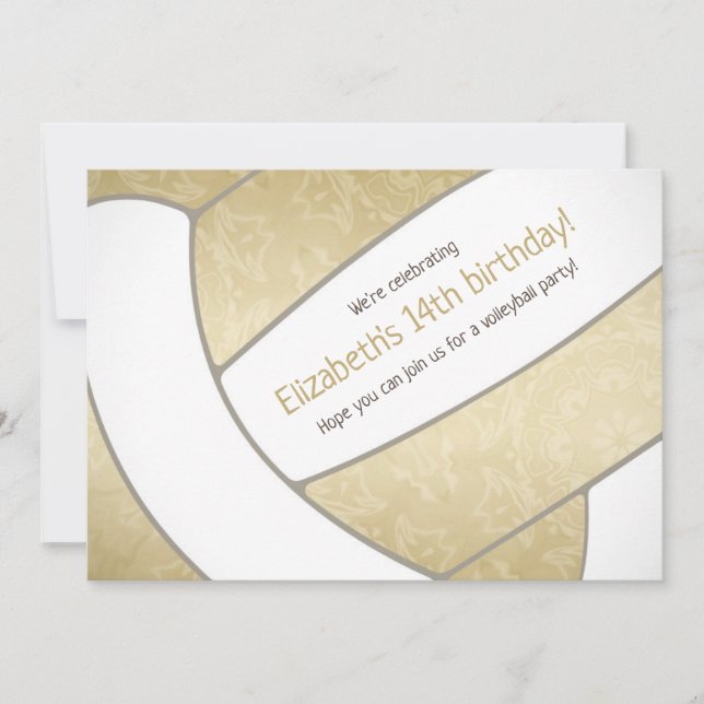Invitación Fiesta temático del voleibol femenino de oro (Anverso)