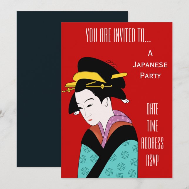 Invitación Fiesta temático japonés de Japón del geisha (Anverso / Reverso)