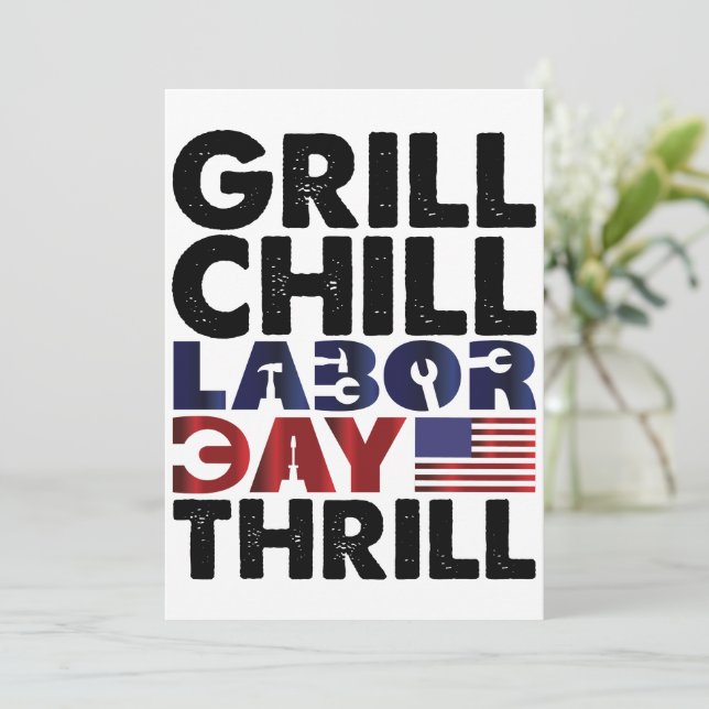Invitación Fiesta Thrill BBQ del Día del Trabajador de Grill  (Anverso de pie)