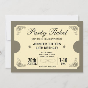 Invitación Fiesta Ticket