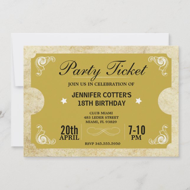 Invitación Fiesta Ticket (Anverso)