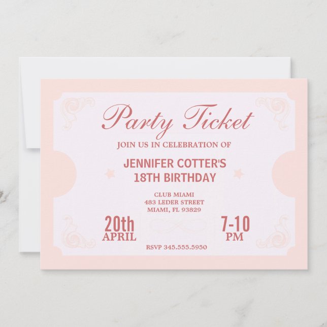 Invitación Fiesta Ticket (Anverso)