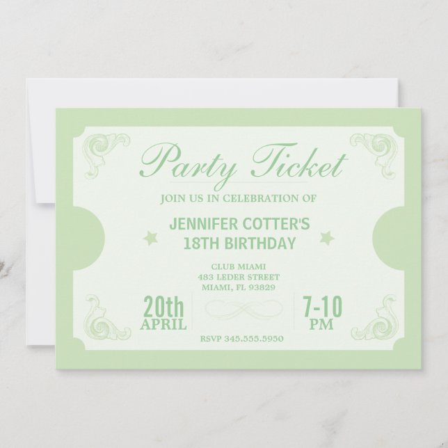 Invitación Fiesta Ticket (Anverso)