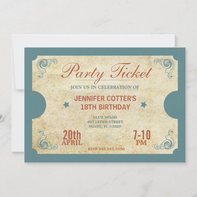 Invitación Fiesta Ticket (Anverso)