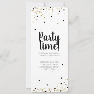 Invitación Fiesta Tiempo de Confetti de oro Letras
