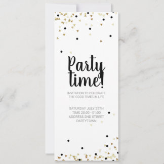 Invitación Fiesta Tiempo de Confetti de oro Letras