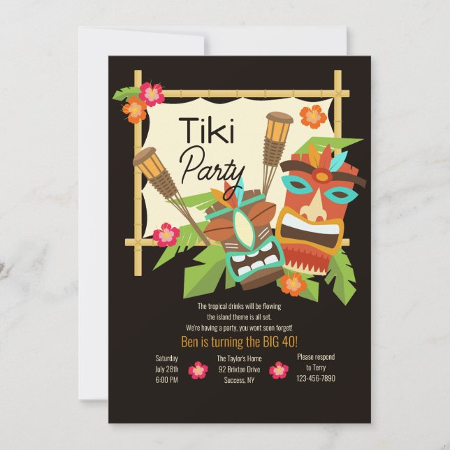Invitación Fiesta Tiki (Anverso)