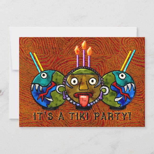 Invitación Fiesta tiki (invitación de dos caras) (Anverso)