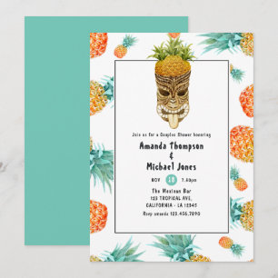 Invitación Fiesta Tiki Luau de verano de piña para parejas