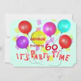 Invitación Fiesta Time Colorful Balloons Personalizado