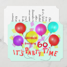 Invitación Fiesta Time Colorful Balloons Personalizado