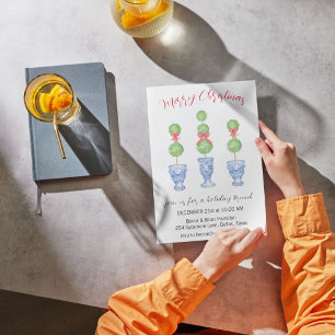 Invitación Fiesta topiario de la serie navideña Merry