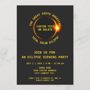 Invitación Fiesta total de eclipse solar 7.2.2019 Sudamérica
