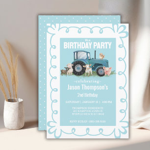 Invitación Fiesta Tractor Boy de Birday Farm Animals