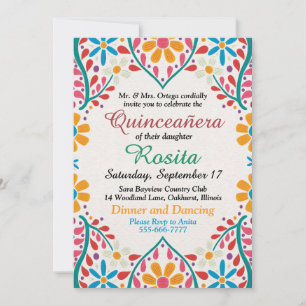 Invitación Fiesta tradicional frontera española Quinceanera