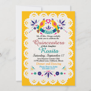Invitación Fiesta tradicional frontera española Quinceanera
