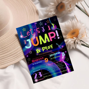 Invitación Fiesta Trampoline   fiesta de cumpleaños por turno