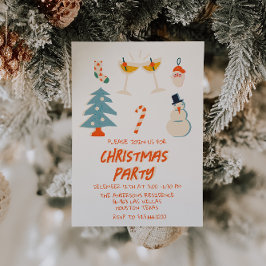 Invitación Fiesta trendy de Navidades divertidos con dibujos 