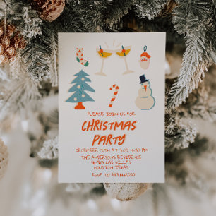 Invitación Fiesta trendy de Navidades divertidos con dibujos