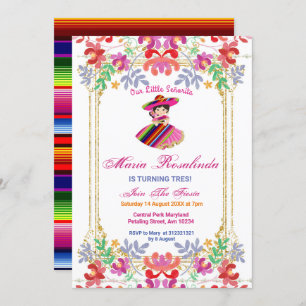 Invitación Fiesta Tres, Chica floral mexicano