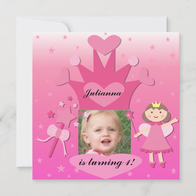 Invitación Fiesta trigueno con la princesa Birthday Invites (Anverso)