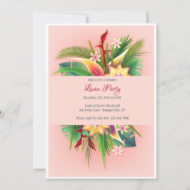 Invitación Fiesta tropical (Anverso)